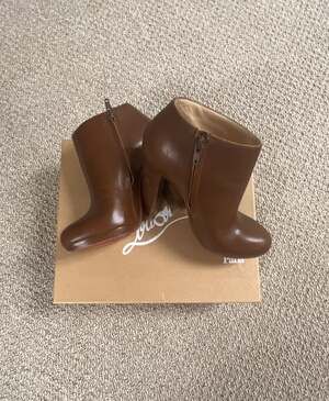 Christian Louboutin Brown Leather Ankle Booties with Box